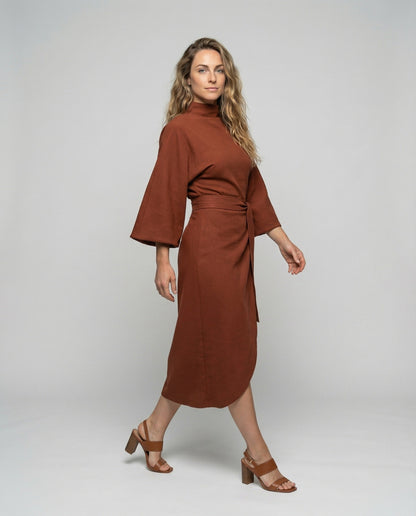 Damen Kimono Midikleid Drapiert - Norvielle