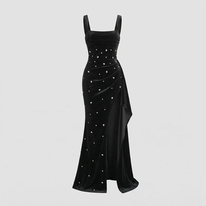Damen Samt-Abendkleid Figurbetont Korselett