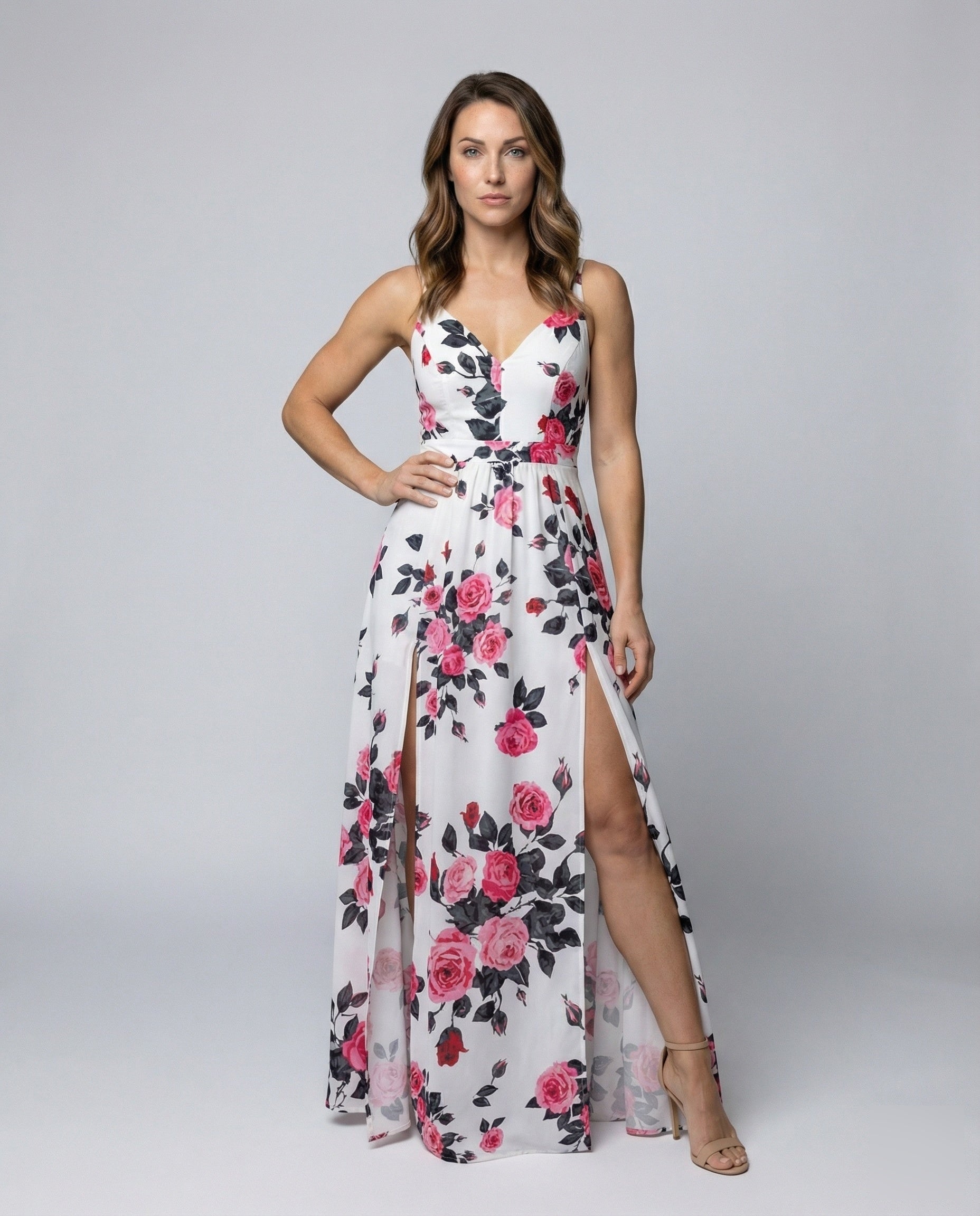 Damen Maxikleid Chiffon Fließend V-Schluss - Norvielle