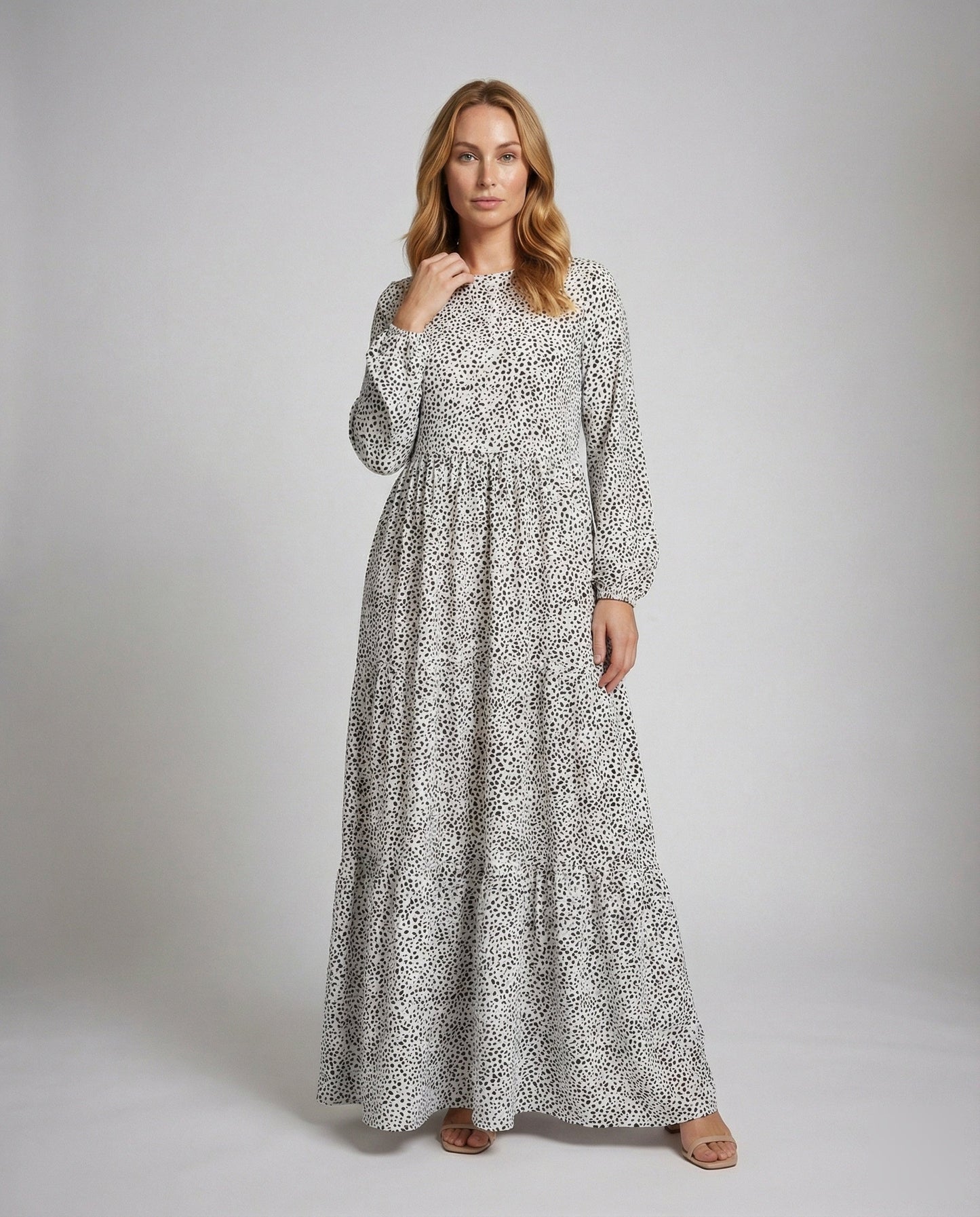 Damen Maxikleid Fließend Mikro-Tupfenprint - Norvielle
