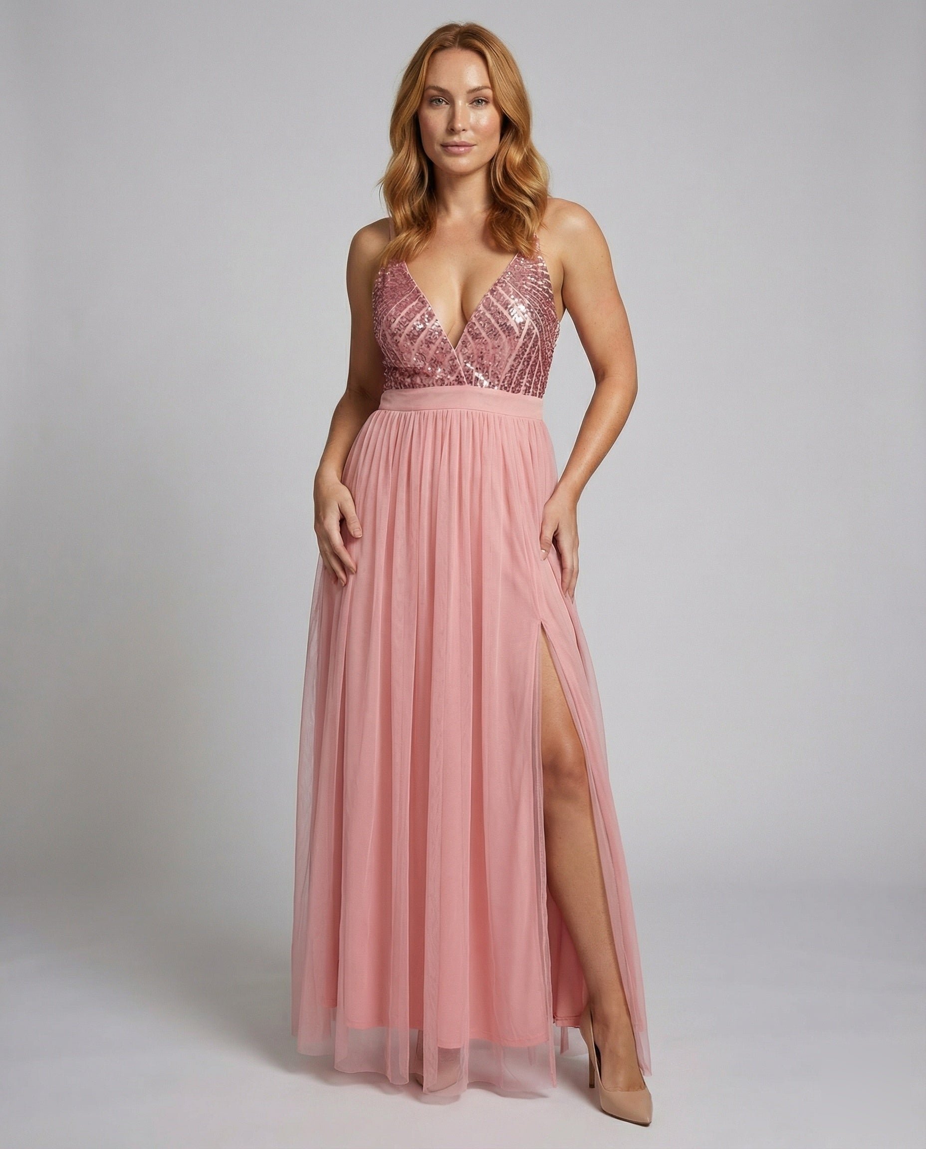 Damen Abendkleid Tüll Pailletten Bustier - Norvielle
