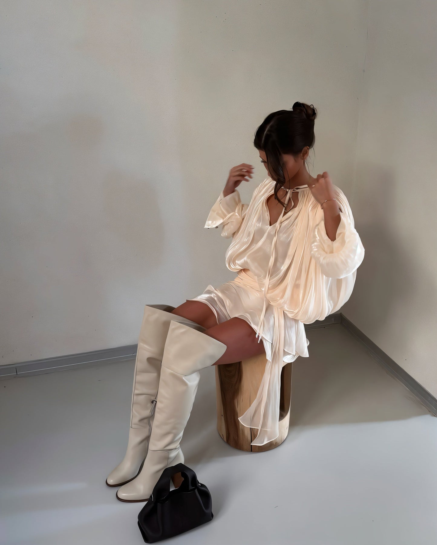 Norvielle Damen Minikleid Rüschen
