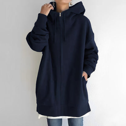 Norvielle Damen Fleece-Hoodie Reißverschluss