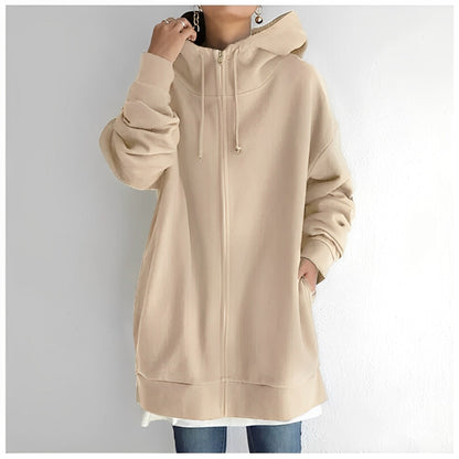 Norvielle Damen Fleece-Hoodie Reißverschluss