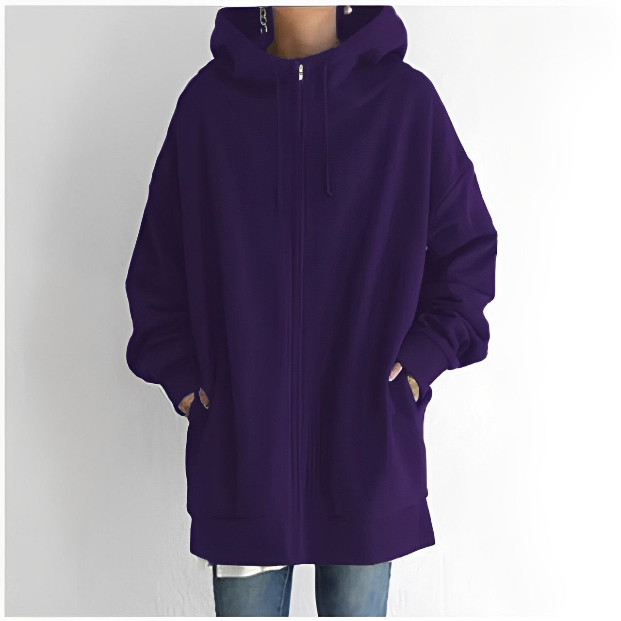 Norvielle Damen Fleece-Hoodie Reißverschluss