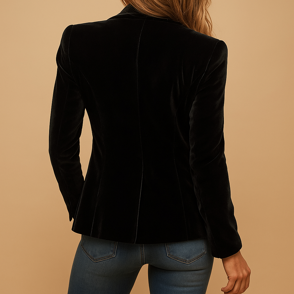 Damen Blazer Schmal Revers Taschen