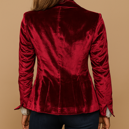 Damen Blazer Schmal Revers Taschen