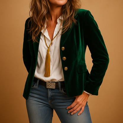 Damen Blazer Schmal Revers Taschen