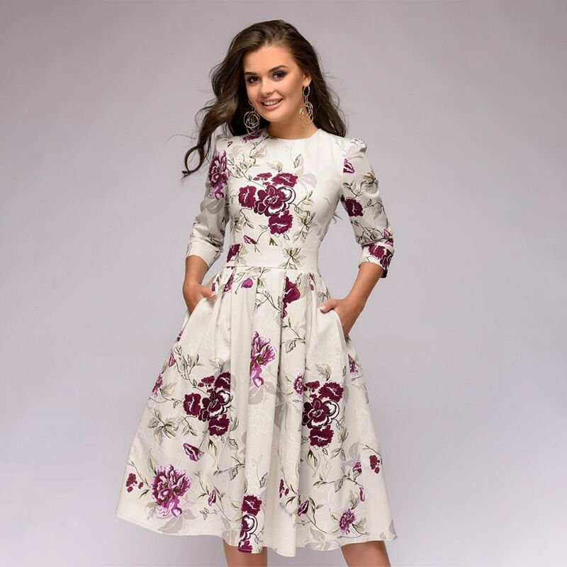 Elegantes Damen Mittellanges Kleid