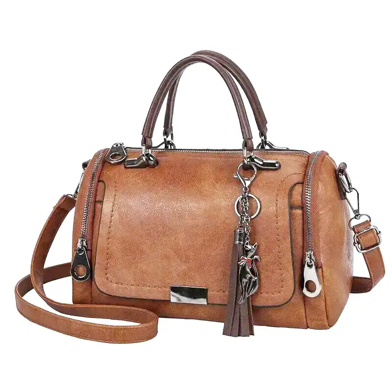 Norvielle Damen Handtasche Weiches Leder Reißverschluss