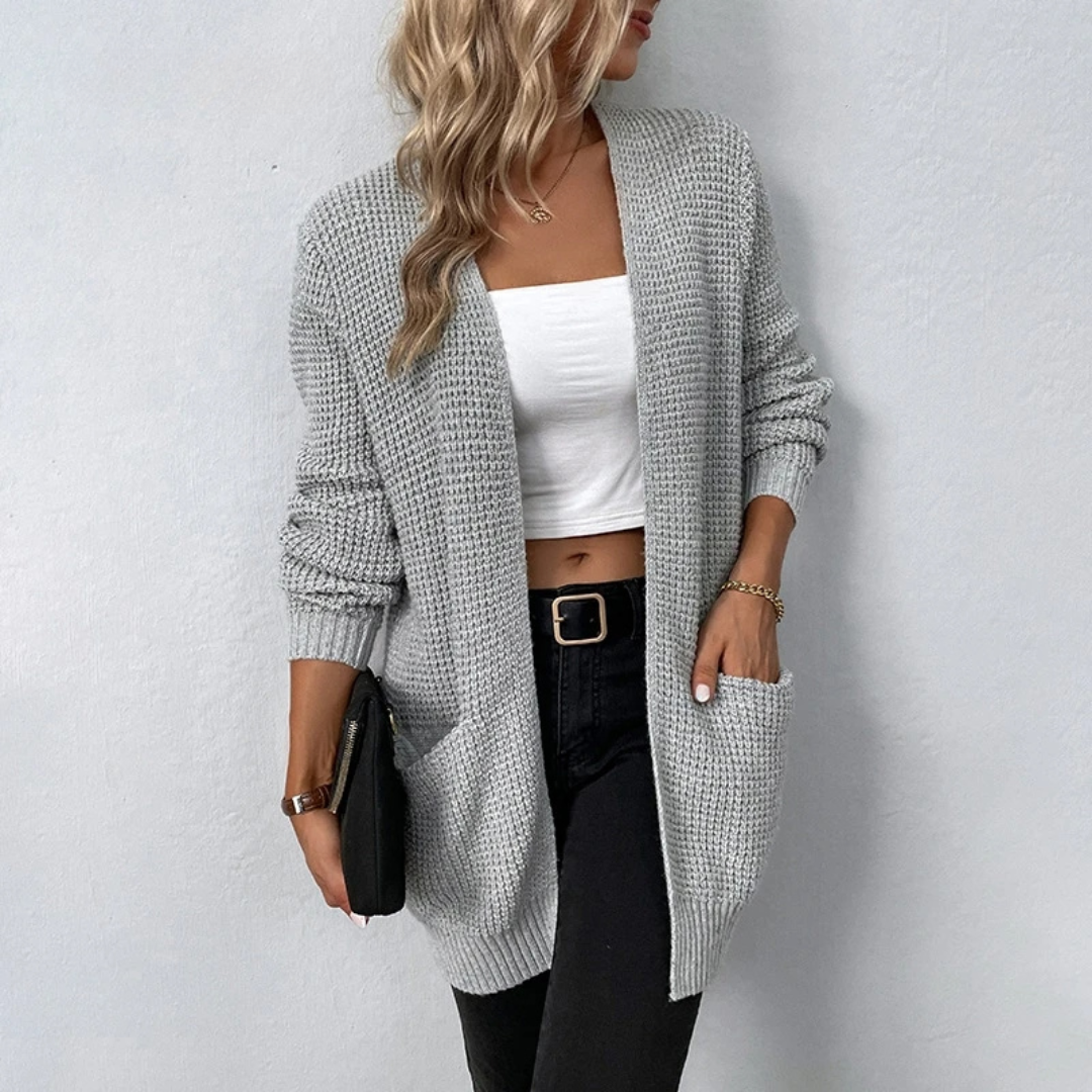 Damen Cardigan Relaxed Fit Kaschmir Look Beige - Norvielle