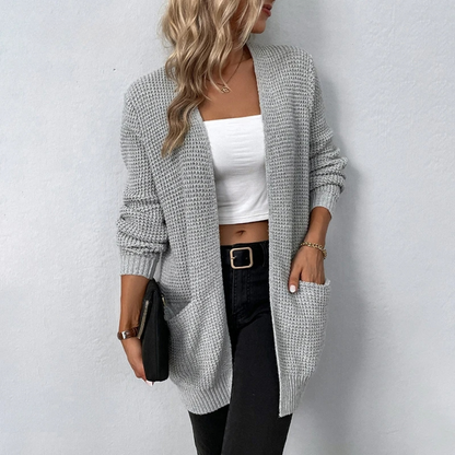 Damen Cardigan Relaxed Fit Kaschmir Look Beige - Norvielle
