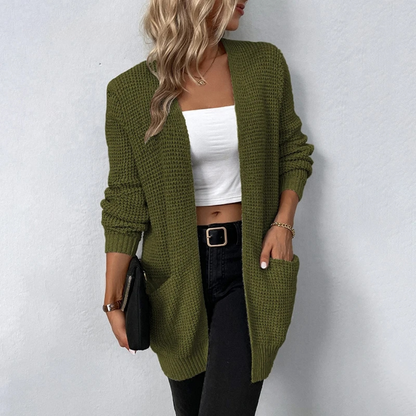 Damen Cardigan Relaxed Fit Kaschmir Look Beige