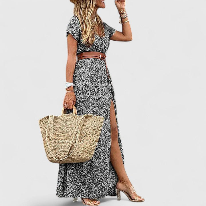 Damen Maxikleid Lässig V-Ausschnitt Boho Stil