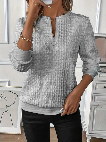 Texturierte Damen Quarter-Zip Pullover