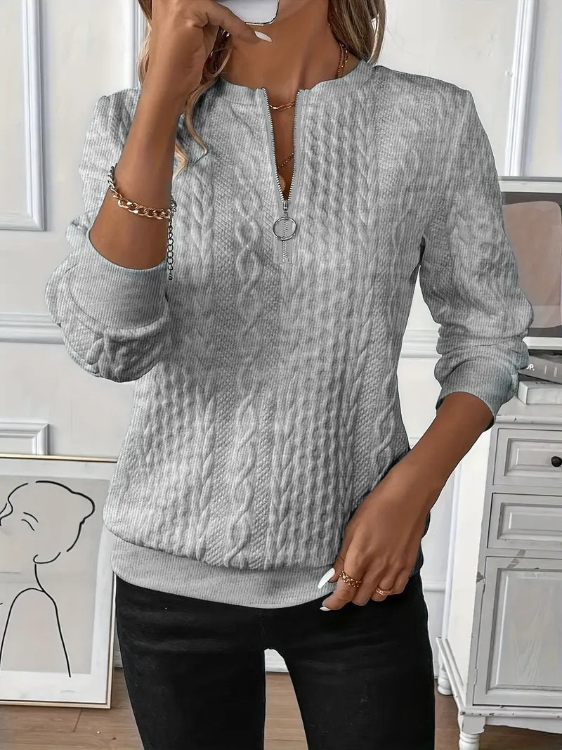 Texturiertes Damen Quarter-Zip Pullover
