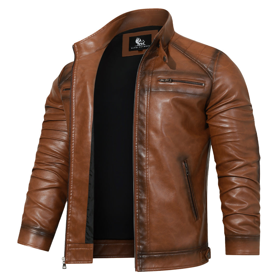 Herren Lederjacke Roadster Stil Schwarz - Norvielle