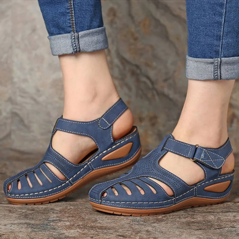 Damen Walking Sandalen Frühlings Cutout Leder