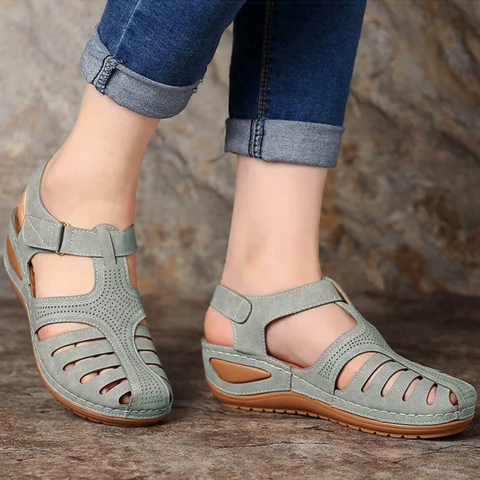 Damen Walking Sandalen Frühlings Cutout Leder