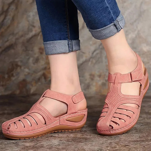Damen Walking Sandalen Frühlings Cutout Leder