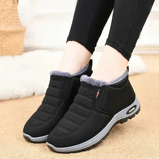 Damen Stiefeletten Warm Gefüttert Wasserabweisend Rutschfest Schwarz - Norvielle