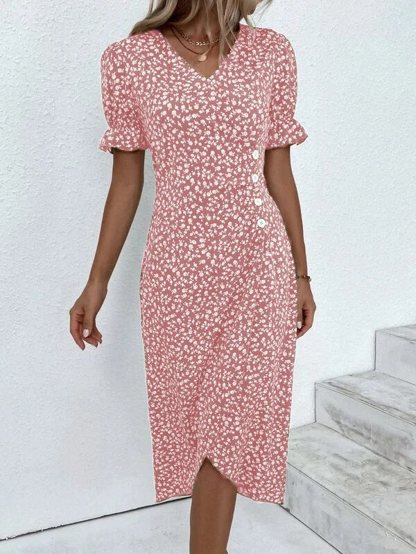 Damen Sommerkleid Luftig Baumwolle Rosa