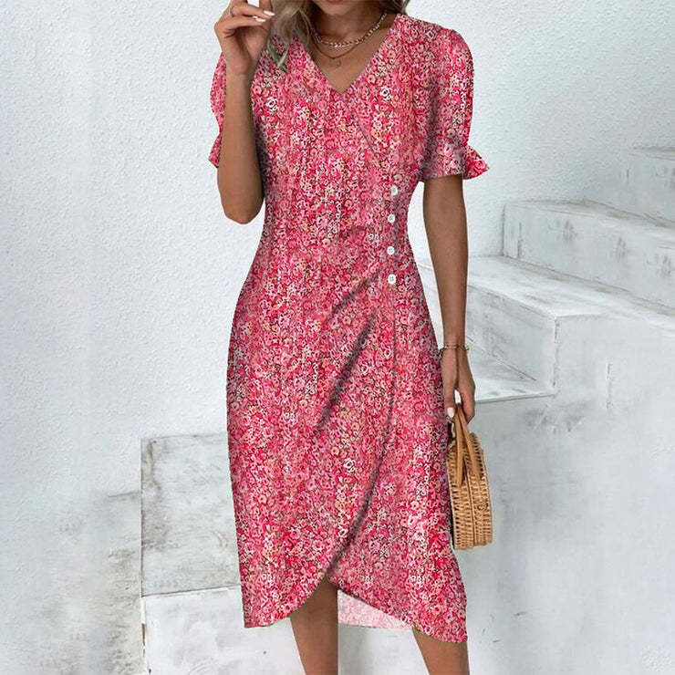 Damen Sommerkleid Luftig Baumwolle Rosa