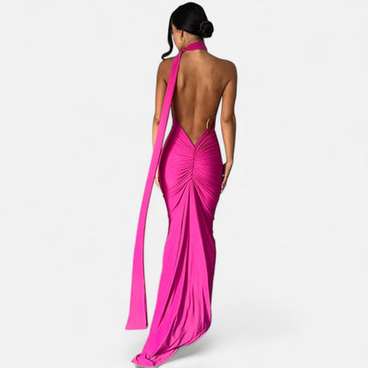 Damen Maxikleid Ein-Schulter-Neckholder