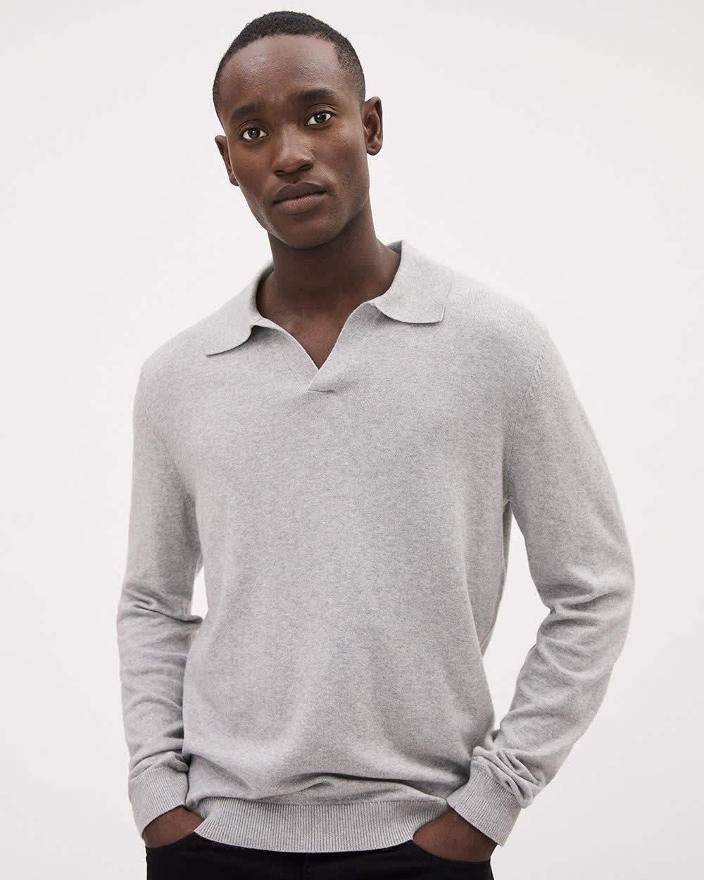 Norvielle Herren Polo Baumwolle Johnny Kragen Weiß