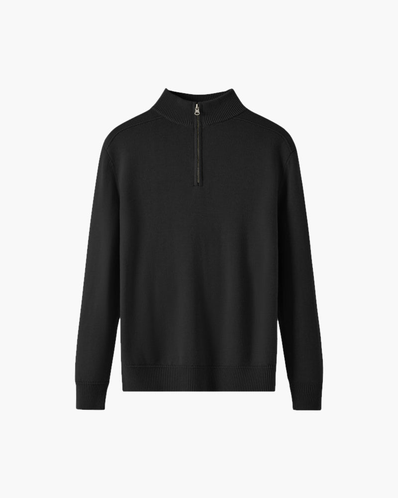 Herren Merinowollpullover Stehkragen Halbzipper