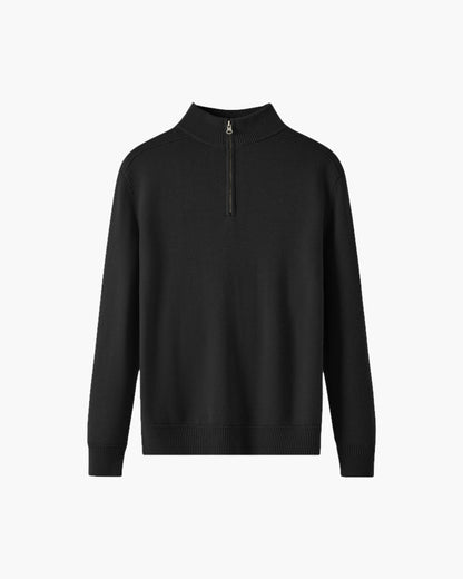 Herren Merinowollpullover Stehkragen Halbzipper