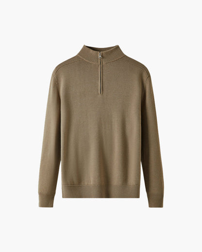 Herren Merinowollpullover Stehkragen Halbzipper