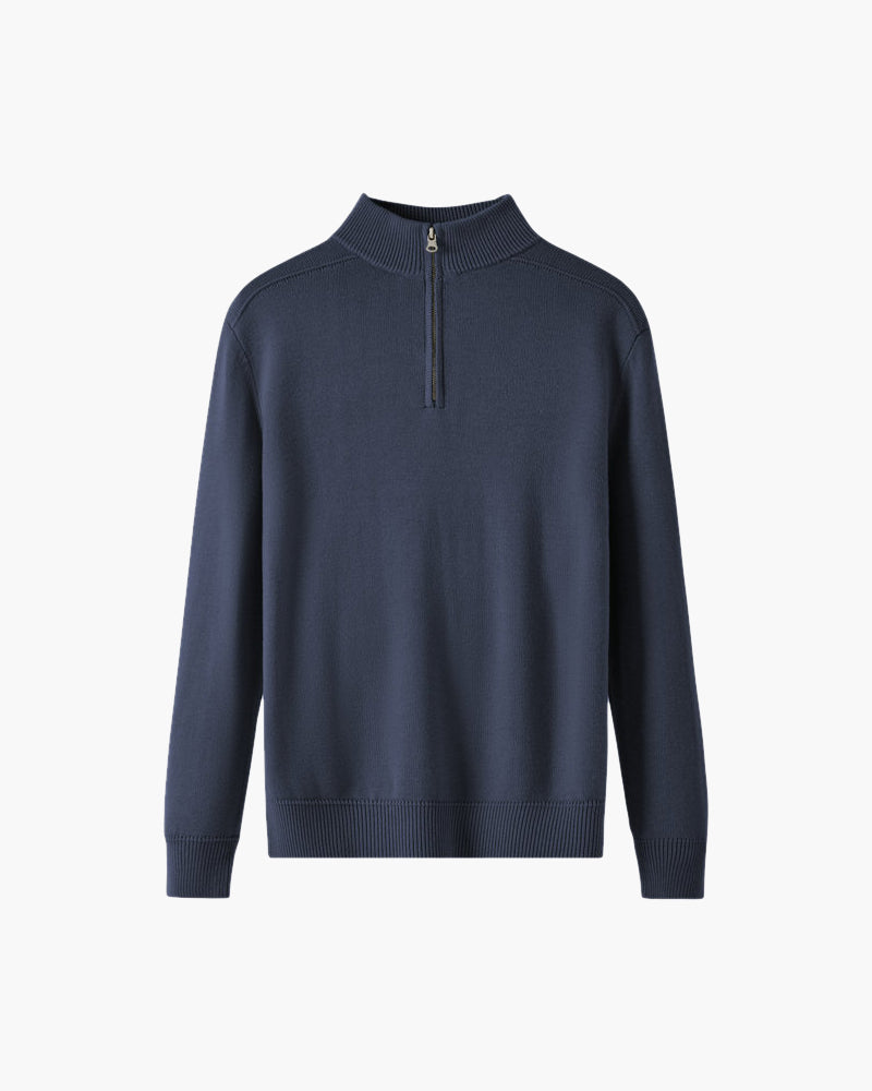 Herren Merinowollpullover Stehkragen Halbzipper