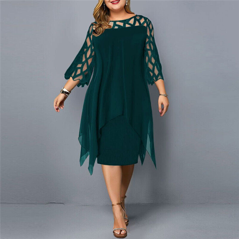 Damen Midi-Kleid Große Größen Schick