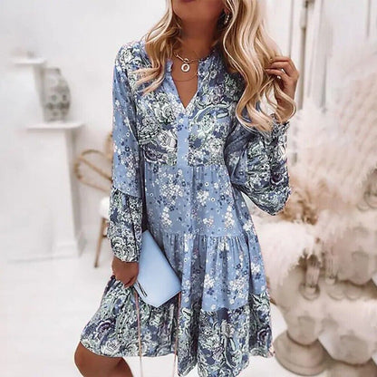Norvielle Damen Midikleid Blumendruck