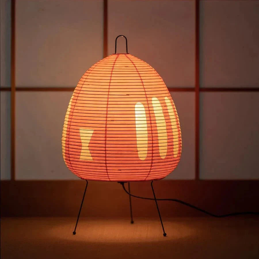 Tischlampe Reispapier Japanisches Retrodesign Weiß