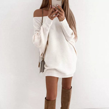 Damen Strickkleid Langärmelig Mini