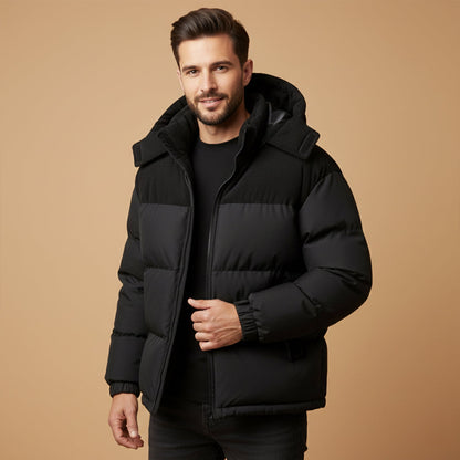 Herren Winterjacke Gepolstert Kapuze Warm