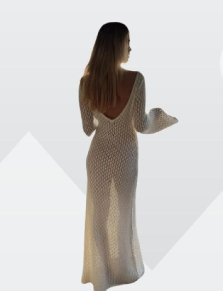 Durchsichtiges V-Ausschnitt Kleid Damen Transparent