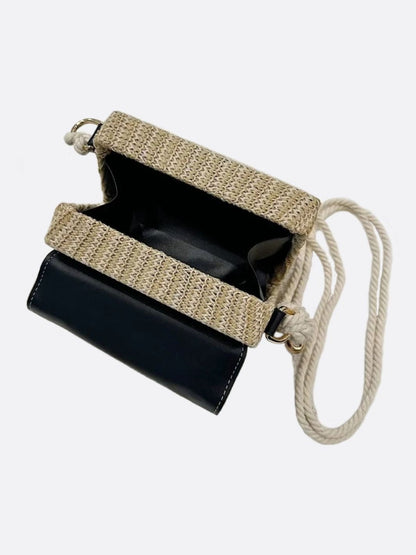 Damen Strohtasche Kunstleder Klappe