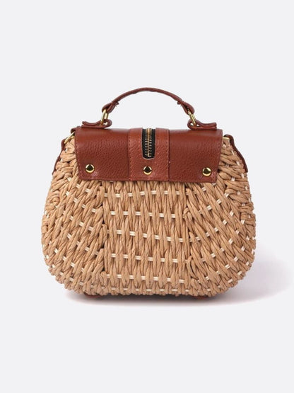 Kleine Strohseil Schultertasche Verstellbarer Riemen Quasten