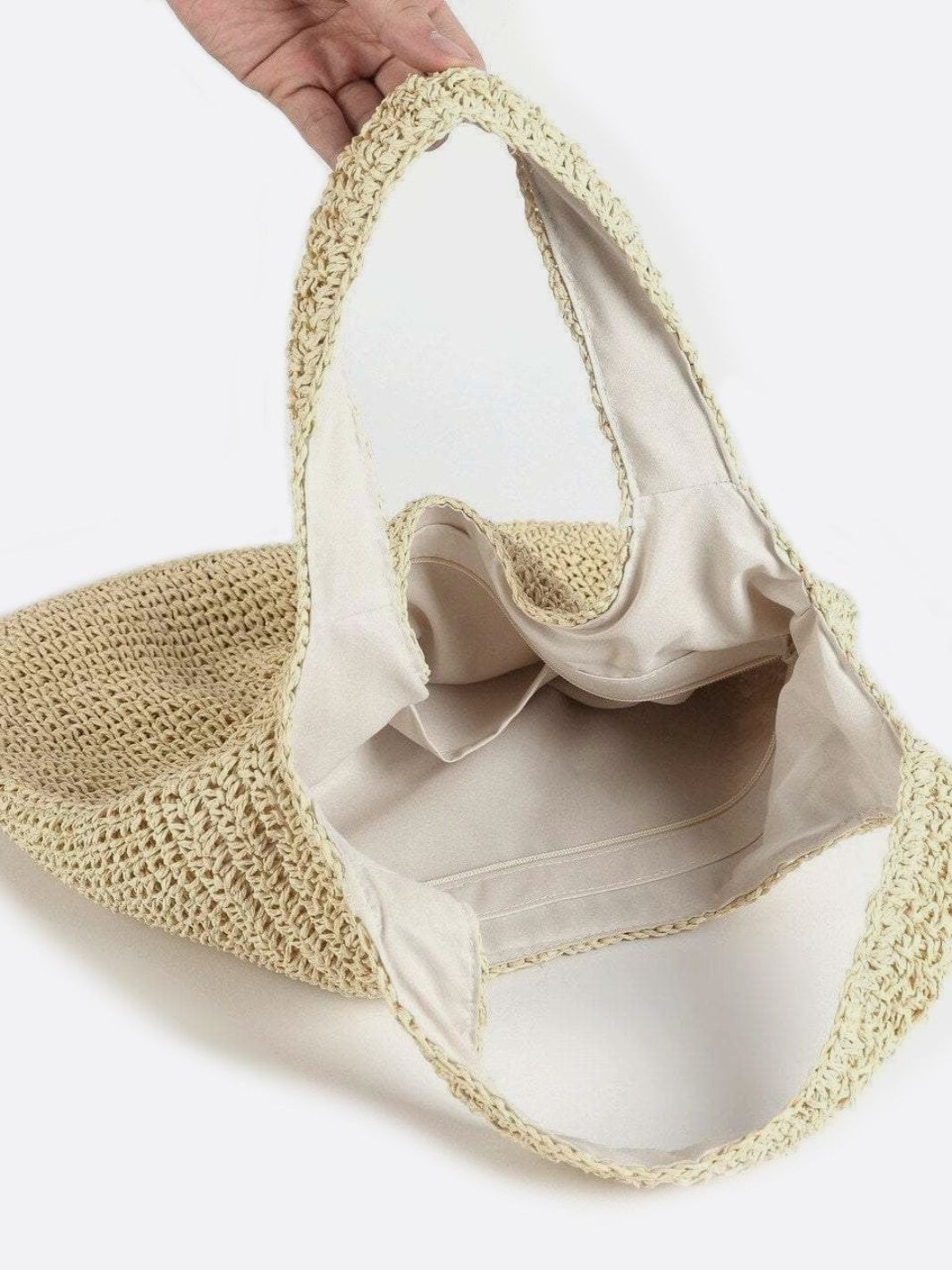 Siena Damen Stroh Tasche Reißverschluss Beige