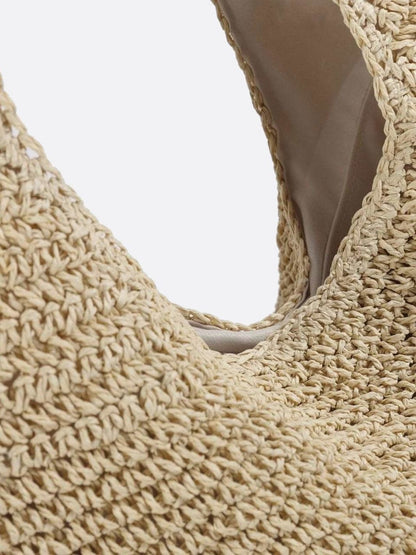 Siena Damen Stroh Tasche Reißverschluss Beige
