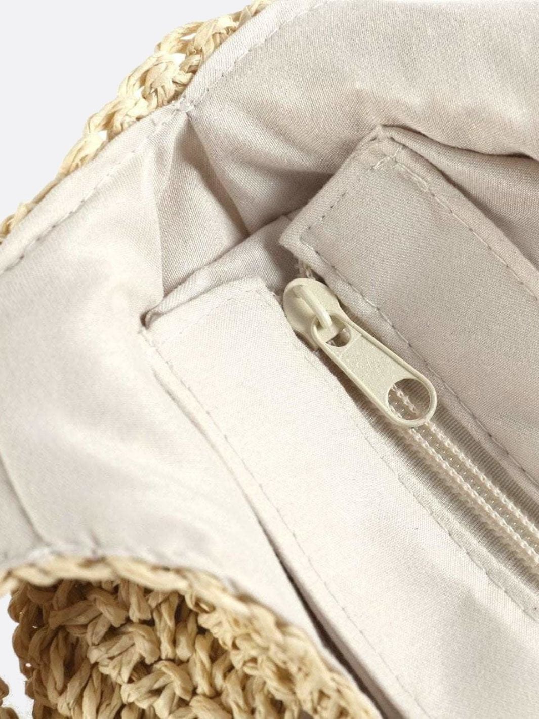 Siena Damen Stroh Tasche Reißverschluss Beige