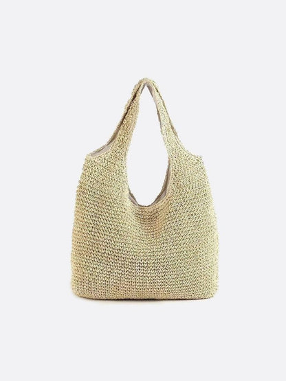 Siena Damen Stroh Tasche Reißverschluss Beige - Norvielle