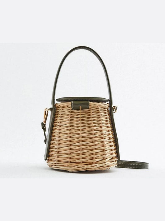 Noa Damen Rattan-Handtasche Kunstleder Grün - Norvielle