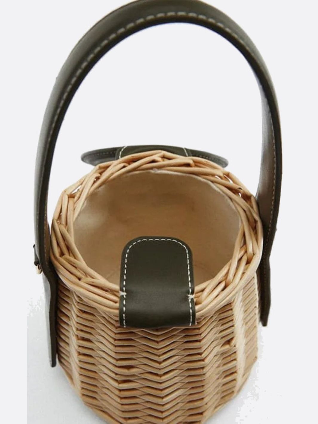Noa Damen Rattan-Handtasche Kunstleder Grün