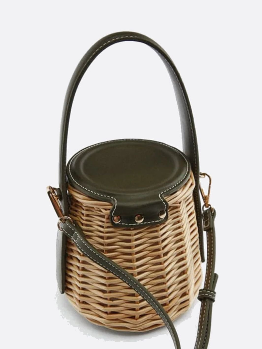 Noa Damen Rattan-Handtasche Kunstleder Grün