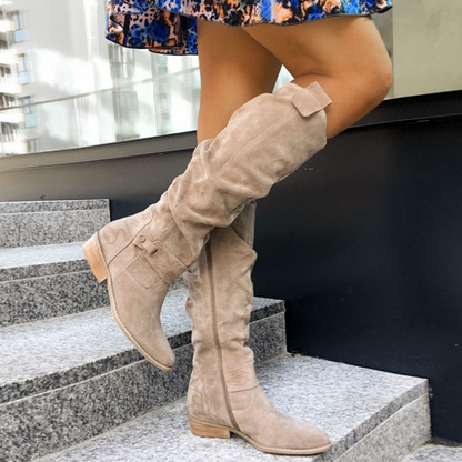 Damen Knöchelhohe Stiefel Wildleder Niedriger Absatz
