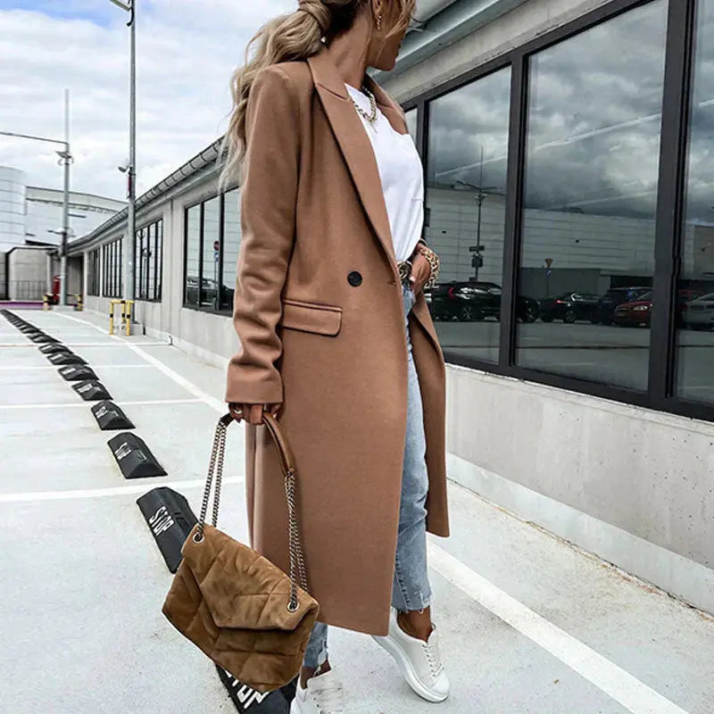 Eleganter Damen Trenchcoat Klassisch Schwarz - Norvielle